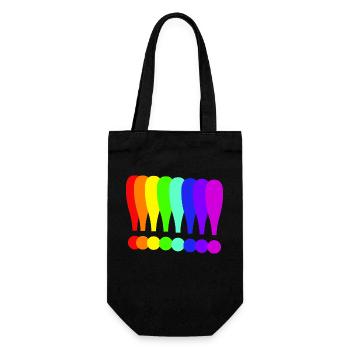 Ausrufezeichen bunt Geschenkidee Regenbogenfarben - Geschenkbeutel für Flaschen - Schwarz - Vorne