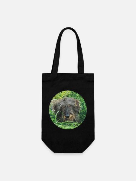 Teckel aux poils durs mignon, réaliste - teckel - Sac à bouteille - noir