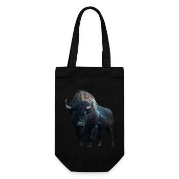 Bison schwarz Büffel mit Blitzen und Donner stark - Geschenkbeutel für Flaschen - Schwarz - Vorne