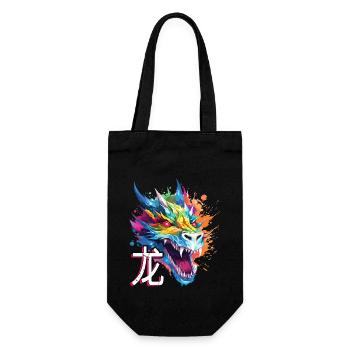 Dragon Chinese Fantasy Magic Mysticism Colorful - Gift Bag for Bottles - black - Front