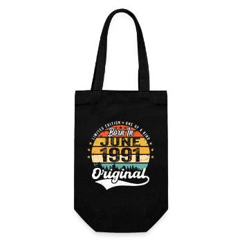 Born in June 1991 Birthday Gift June 1991 - Gift Bag for Bottles - black - Front