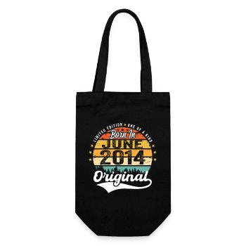 Born in June 2014 Birthday Gift June 2014 - Gift Bag for Bottles - black - Front