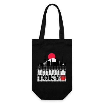 Tokyo Skyline Retro Red Sun Design - Gift Bag for Bottles - black - Front