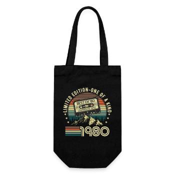 1980 Vintage Born Vintage Retro Birthday - Sac à bouteille - noir - Devant