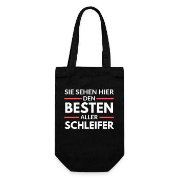 Sie sehen hier den Besten aller Schleifer - Geschenkbeutel für Flaschen - Schwarz - Vorne