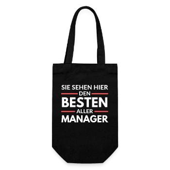Sie sehen hier den Besten aller Manager - Geschenkbeutel für Flaschen - Schwarz - Vorne