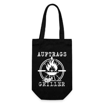 Grillen Auftragsgriller grillt BBQ Grillmaster - Geschenkbeutel für Flaschen - Schwarz - Vorne