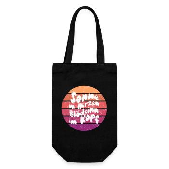 Sonne im Herzen Retro Kreis - Geschenkbeutel für Flaschen - Schwarz - Vorne