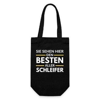 Sie sehen hier den Besten aller Schleifer - Geschenkbeutel für Flaschen - Schwarz - Vorne