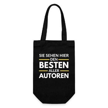 Sie sehen hier den Besten aller Autoren - Geschenkbeutel für Flaschen - Schwarz - Vorne