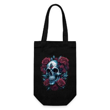 Crâne avec des fleurs de roses - Sac à bouteille - noir - Devant