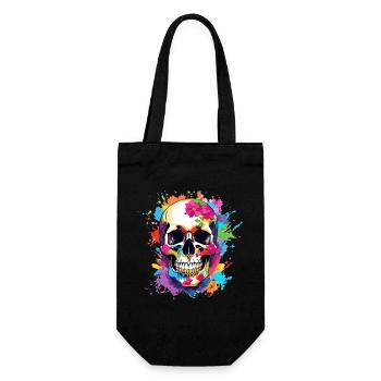 Colorful Skull with Flowers - Gift Bag for Bottles - black - Front