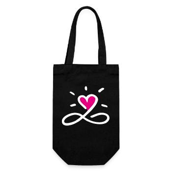 Unendliche Liebe in weiss - Geschenkbeutel für Flaschen - Schwarz - Vorne