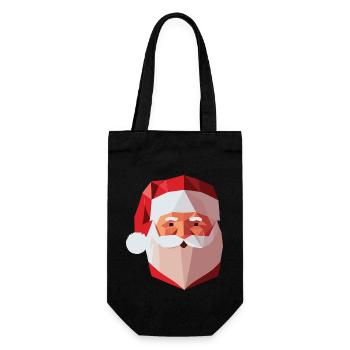 Weihnachtsmann Low Poly / Frohe Weihnachten - Geschenkbeutel für Flaschen - Schwarz - Vorne