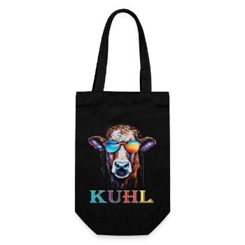 Farmer & Farmer Gift for Farmer Cow - Gift Bag for Bottles - black - Front