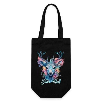Steirer Madl mit Hirsch Steiermark Design - Geschenkbeutel für Flaschen - Schwarz - Vorne