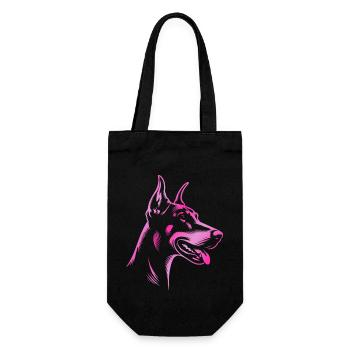 Doberman Pinscher, Dog Head, Drawing Pink - Gift Bag for Bottles - black - Front