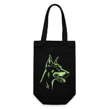Doberman Pinscher, Dog Head, Drawing Green - Gift Bag for Bottles - black - Front