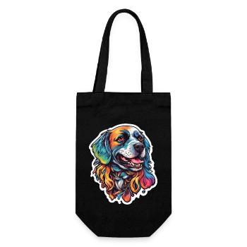 Hund / Tier / Haustier / Pfote / Fellnase / Wauwau - Geschenkbeutel für Flaschen - Schwarz - Vorne