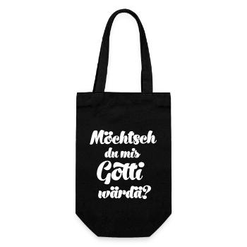 Möchtsch mis Gotti wärdä Patentante Schweiz Gotti - Geschenkbeutel für Flaschen - Schwarz - Vorne