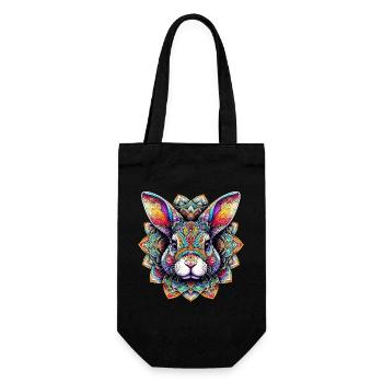 Hase mit Mandalas verziert - Geschenkbeutel für Flaschen - Schwarz - Vorne
