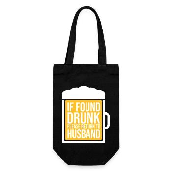 If Found Drunk Please Return To Wife Husband Joke - Gift Bag for Bottles - black - Front