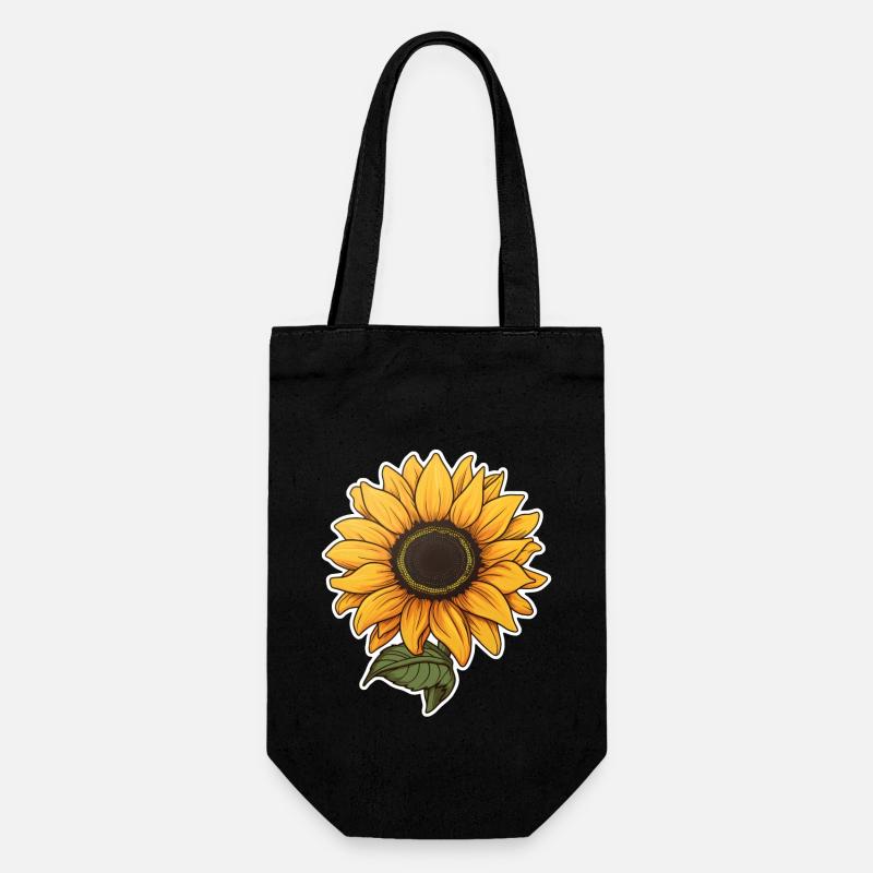 Sonnenblume - Geschenkbeutel für Flaschen - Schwarz