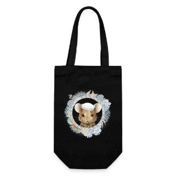 cute mouse as a sailor in a maritime setting - Gift Bag for Bottles - black - Front