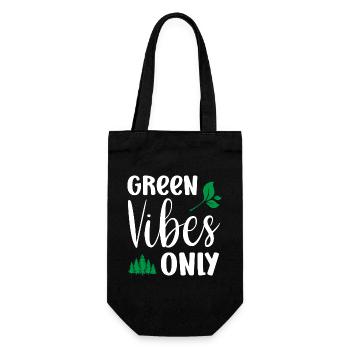 Nur grüne Vibes - Geschenkbeutel für Flaschen - Schwarz - Vorne