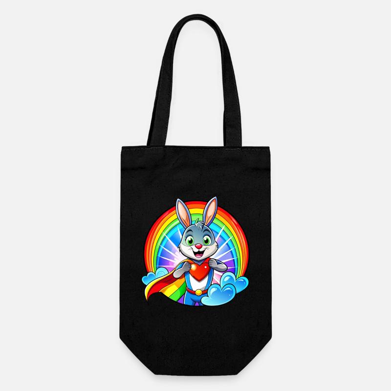Superhelden Hase - Geschenkbeutel für Flaschen - Schwarz