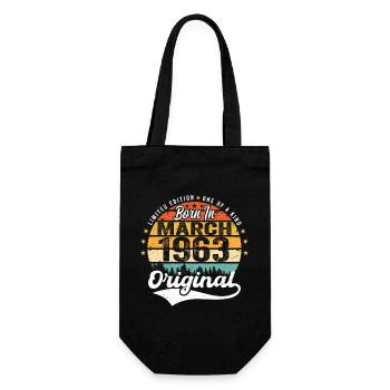 March 1963 Vintage Vintage Retro Birthday 1963 - Gift Bag for Bottles - black - Front