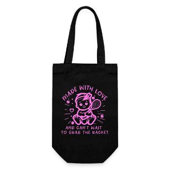 Baby Tennis Body zur Geburt Tennisbaby - Geschenkbeutel für Flaschen - Schwarz - Vorne