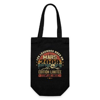 Vintage 2009 March Retro Birthday Gift 2009 - Gift Bag for Bottles - black - Front