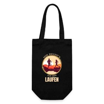 Mir reicht s - ich geh Laufen - Geschenkbeutel für Flaschen - Schwarz - Vorne