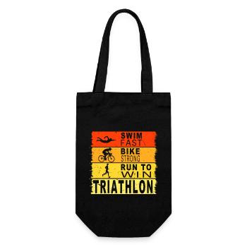 Swim fast - Bike strong - Run to win - Geschenkbeutel für Flaschen - Schwarz - Vorne