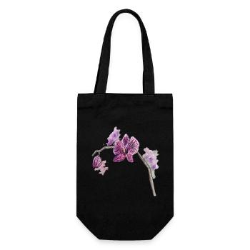 Orchidee - Pflanze - Blume - Geschenkbeutel für Flaschen - Schwarz - Vorne