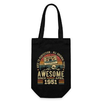 April 1951 Vintage Retro Geburtstagsgeschenk - Geschenkbeutel für Flaschen - Schwarz - Vorne