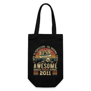 Avril 2011 Vintage Anniversaire Rétro Cadeau - Sac à bouteille - noir - Devant