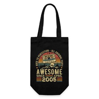April 2005 Vintage Retro Birthday Gift - Gift Bag for Bottles - black - Front