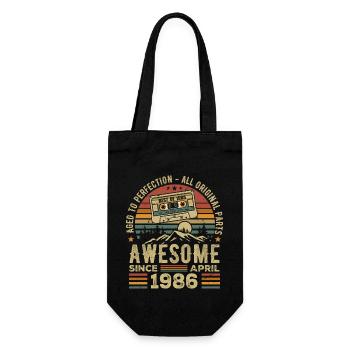 April 1986 Vintage Retro Birthday Gift - Gift Bag for Bottles - black - Front