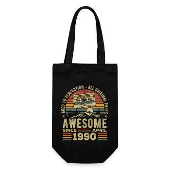 April 1990 Vintage Retro Geburtstagsgeschenk - Geschenkbeutel für Flaschen - Schwarz - Vorne
