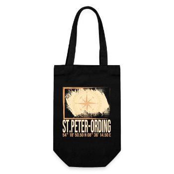 St Peter Ording Koordinaten - Geschenkbeutel für Flaschen - Schwarz - Vorne