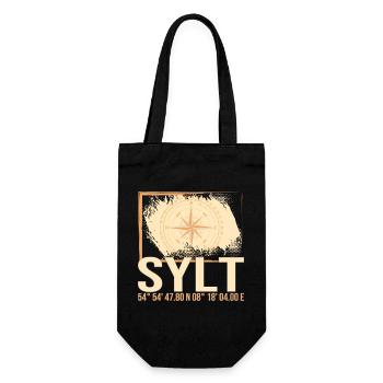 Sylt Koordinaten - Geschenkbeutel für Flaschen - Schwarz - Vorne