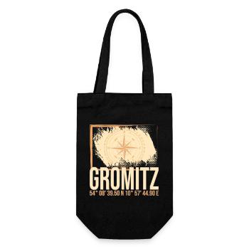 Grömitz Koordinaten - Geschenkbeutel für Flaschen - Schwarz - Vorne