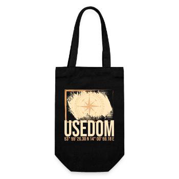 Usedom Koordinaten - Geschenkbeutel für Flaschen - Schwarz - Vorne