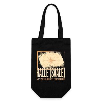 Halle Saale Koordinaten - Geschenkbeutel für Flaschen - Schwarz - Vorne