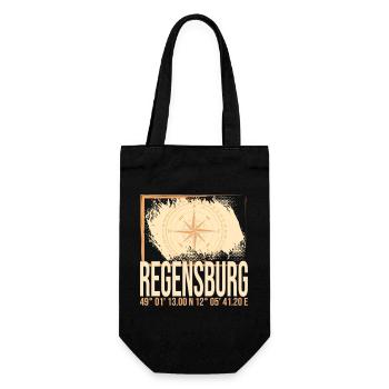 Regensburg Koordinaten - Geschenkbeutel für Flaschen - Schwarz - Vorne