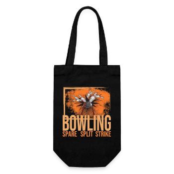 Bowling - Spare - Split - Strike - Geschenkbeutel für Flaschen - Schwarz - Vorne