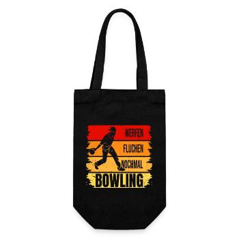 Werfen - Fluchen - Nochmal - Bowling - Geschenkbeutel für Flaschen - Schwarz - Vorne