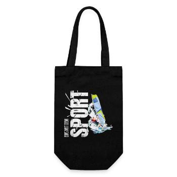 Eins mit dem Sport - Windsurfen - Geschenkbeutel für Flaschen - Schwarz - Vorne